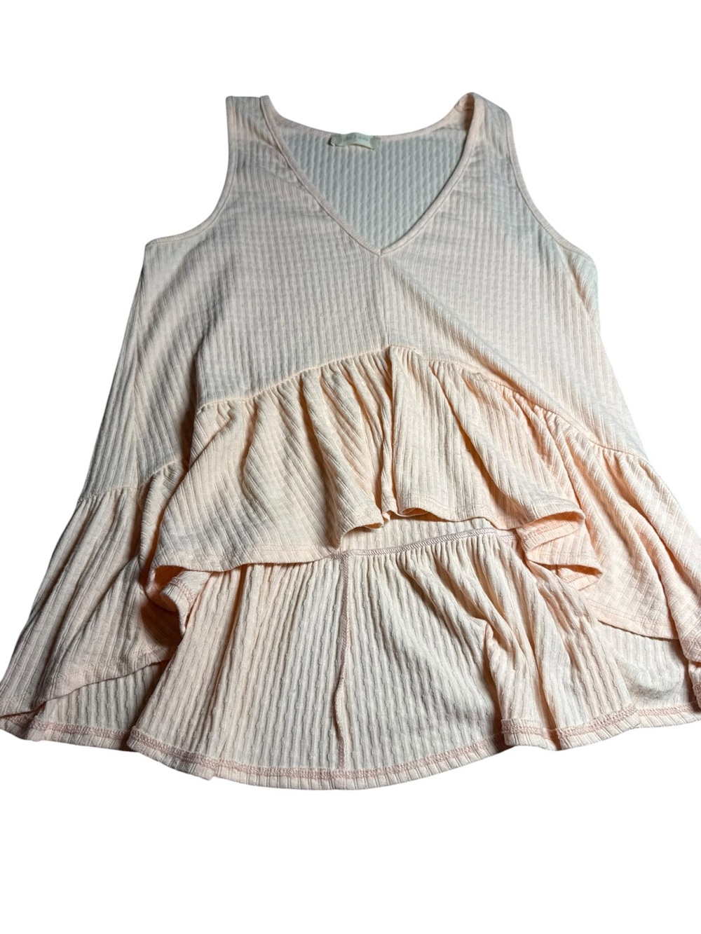Altar'd State Peach Ribbed Ruffle Tank Top